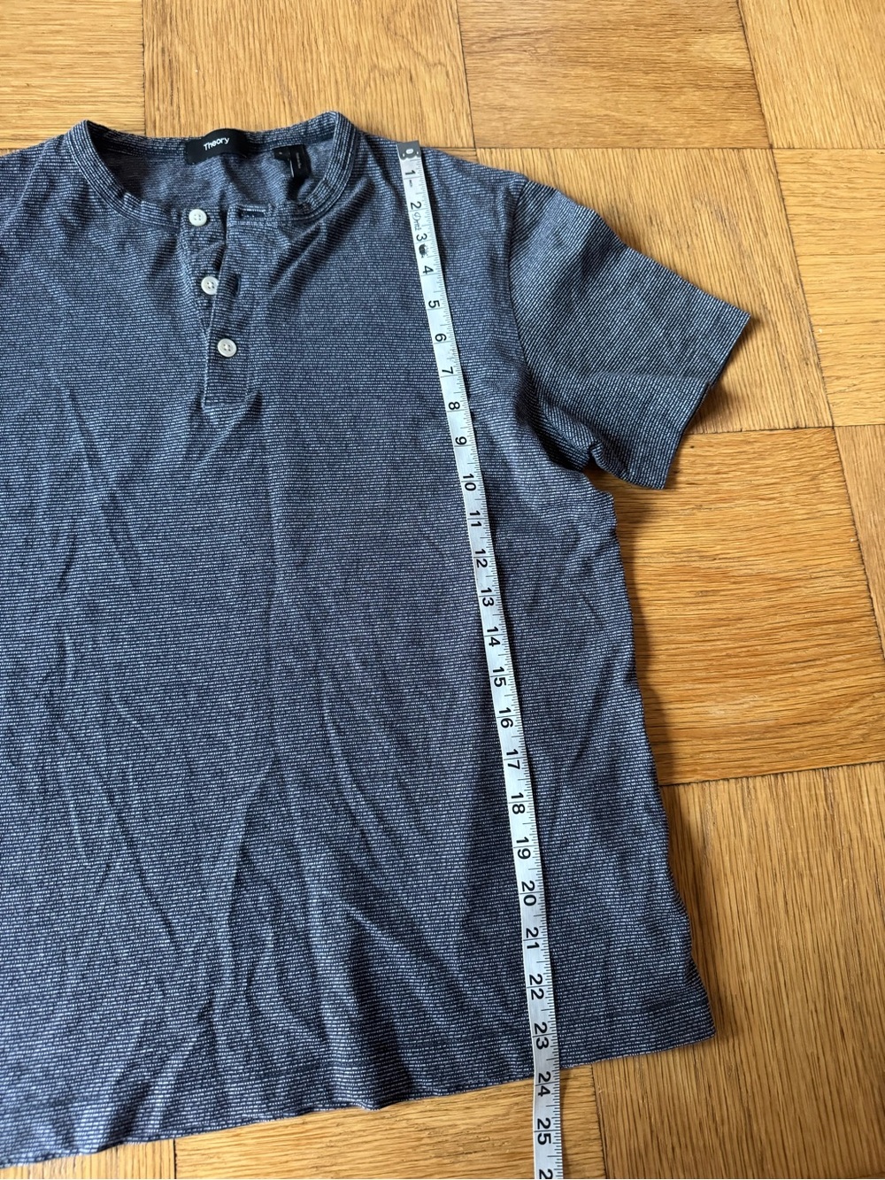 Theory Mens Small Essential Henley Jersey T Shirt Blue Striped Short Sleeve - Picture 6 of 6